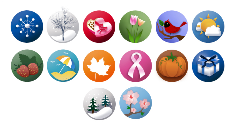 illustrations of the seasons for monthly newsletter